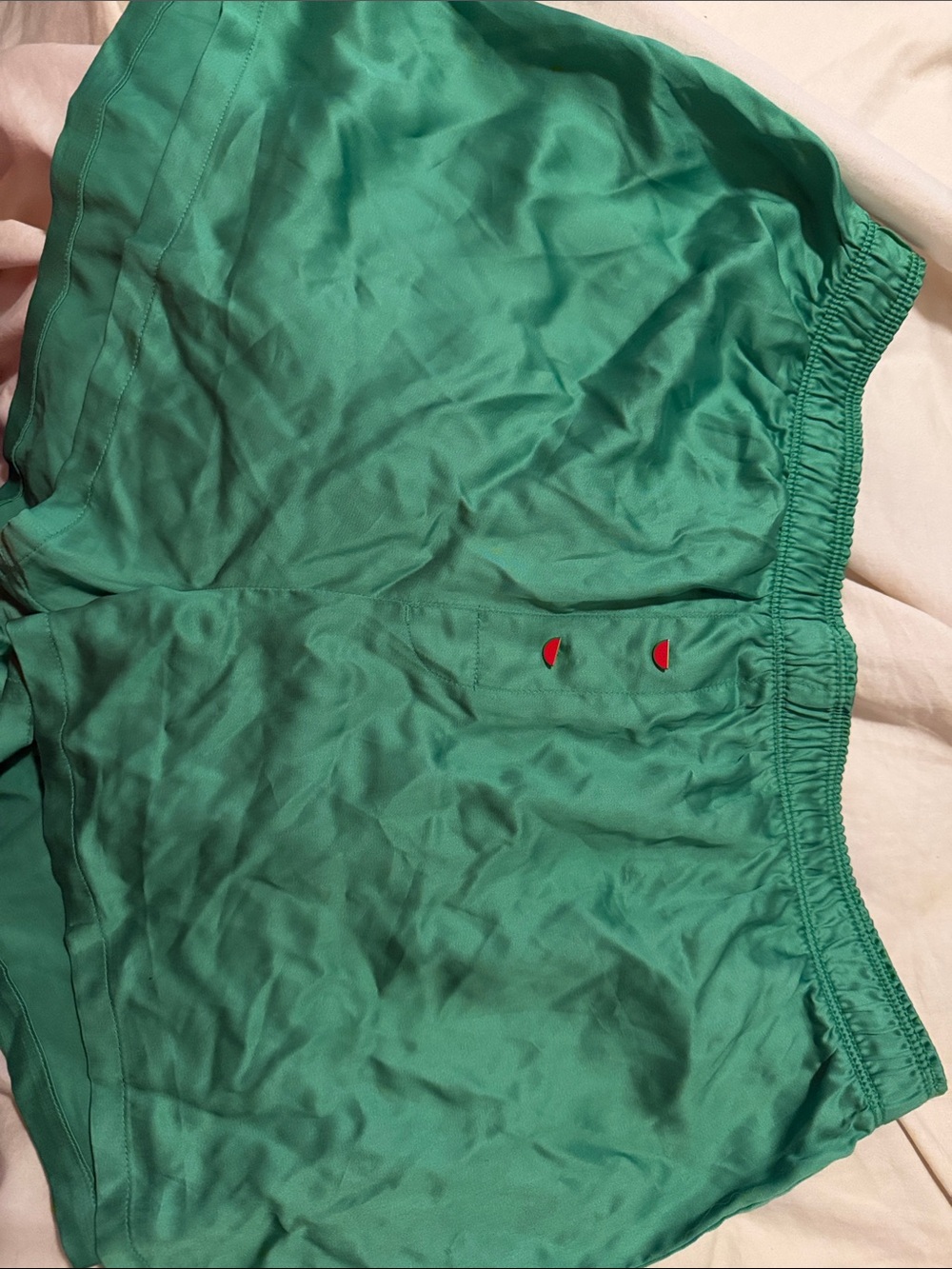 PINK Victoria's Secret Green Satin Boxer Shorts